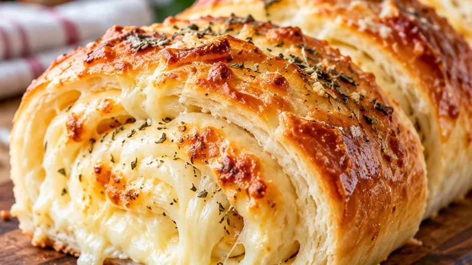 Foto de pão Caseiro Enrolado com Queijo pronto para servir