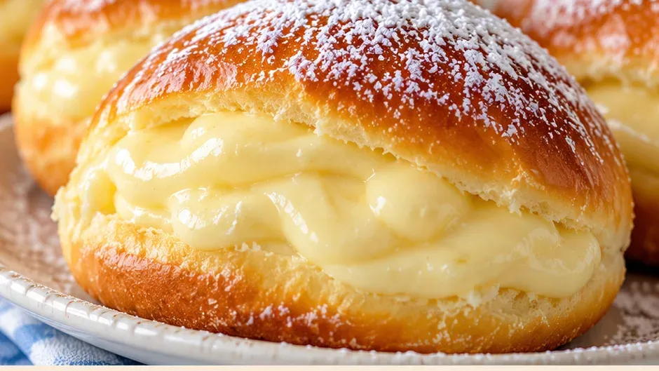 Foto de pão Doce Recheado com Creme pronto para servir