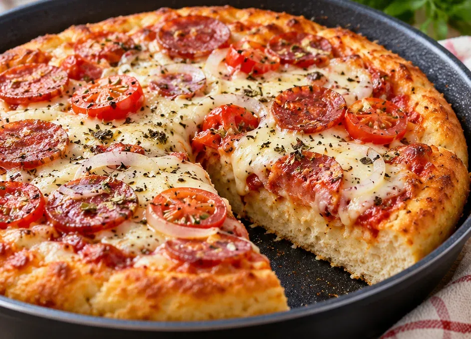 Outra foto de pizza de Frigideira com Massa Grossa e Fofinha
