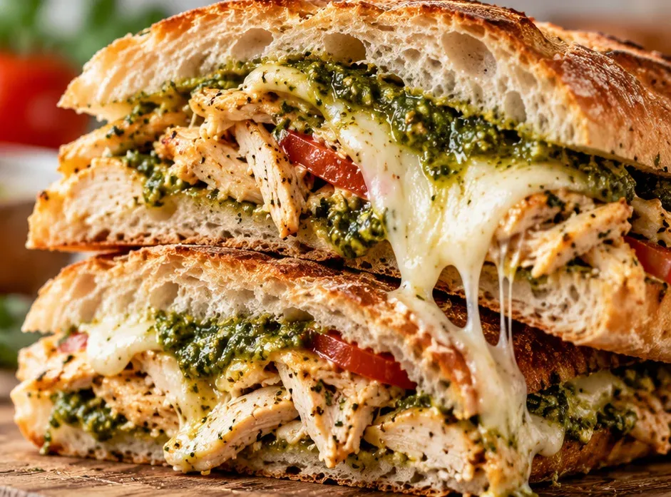 Outra foto de sanduíche de Frango com Pesto e Muçarela