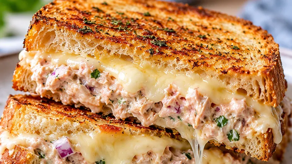 Foto de sanduíche Quente de Atum com Queijo pronto para servir