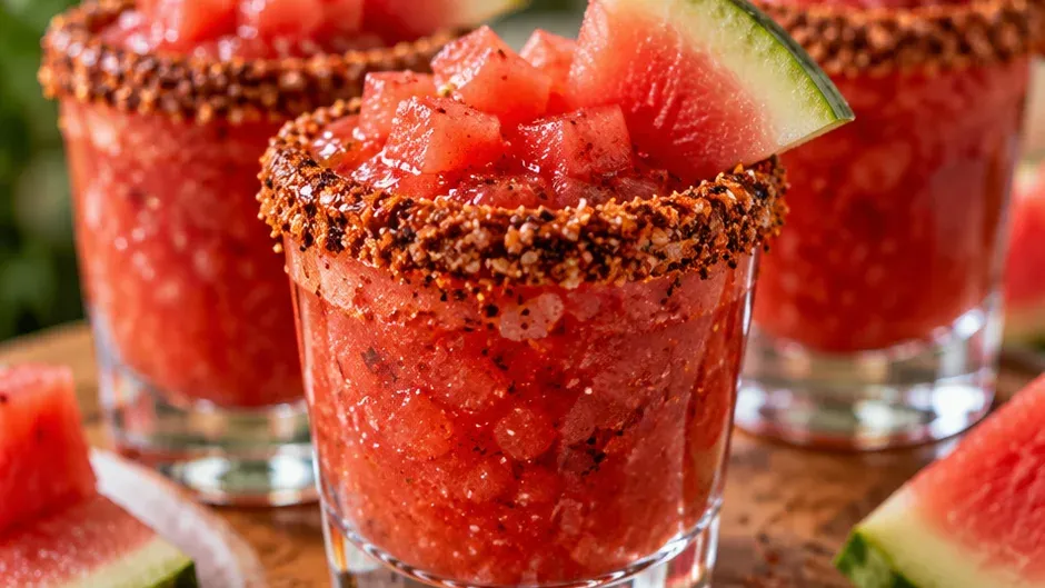 Foto de shot de Doce Mexicano com Melancia pronto para servir