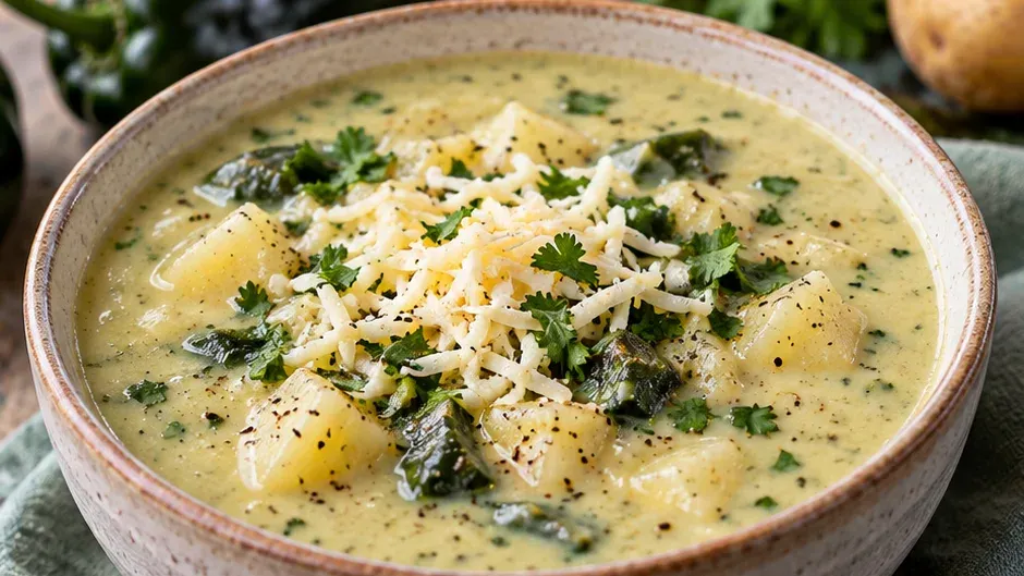 Foto de sopa Cremosa de Batata com Pimenta Poblano pronto para servir
