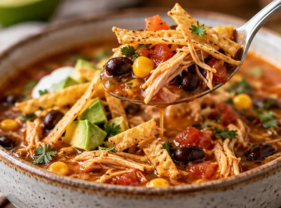 Outra foto de sopa Mexicana de Frango com Tortilha