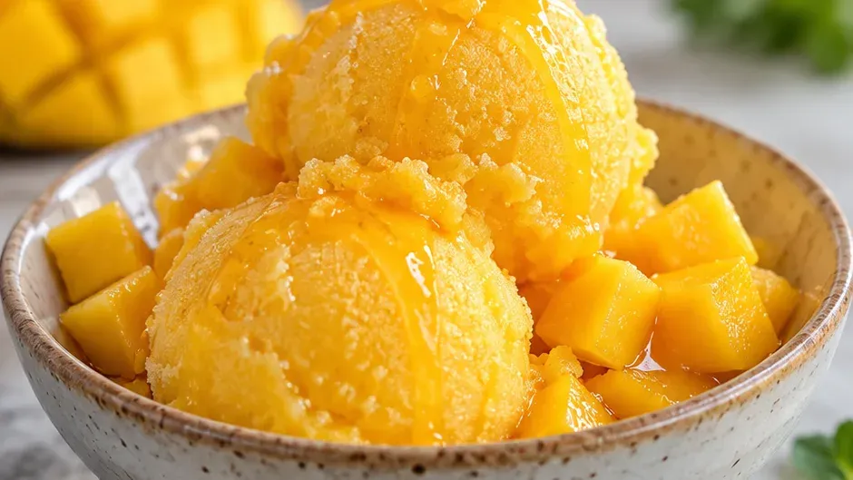 Foto de sorbet de Manga com 3 Ingredientes pronto para servir