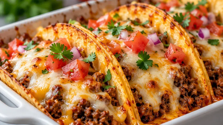 Foto de tacos de Carne Moída no Forno pronto para servir
