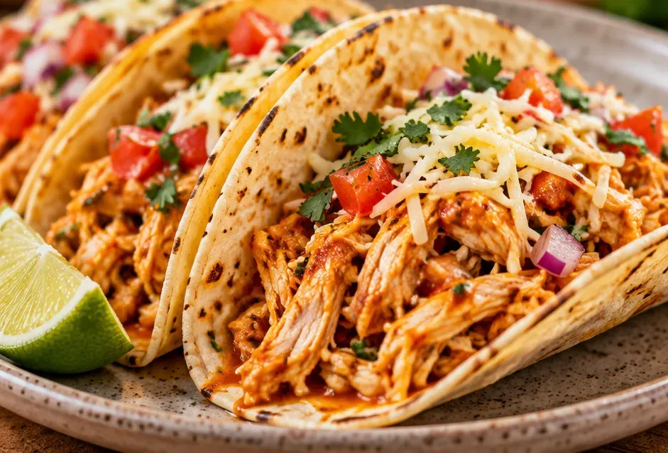 Outra foto de tacos de Frango Desfiado