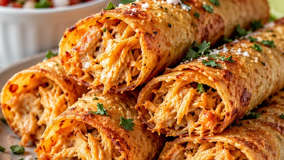 Foto de taquitos de Frango Crocantes pronto para servir
